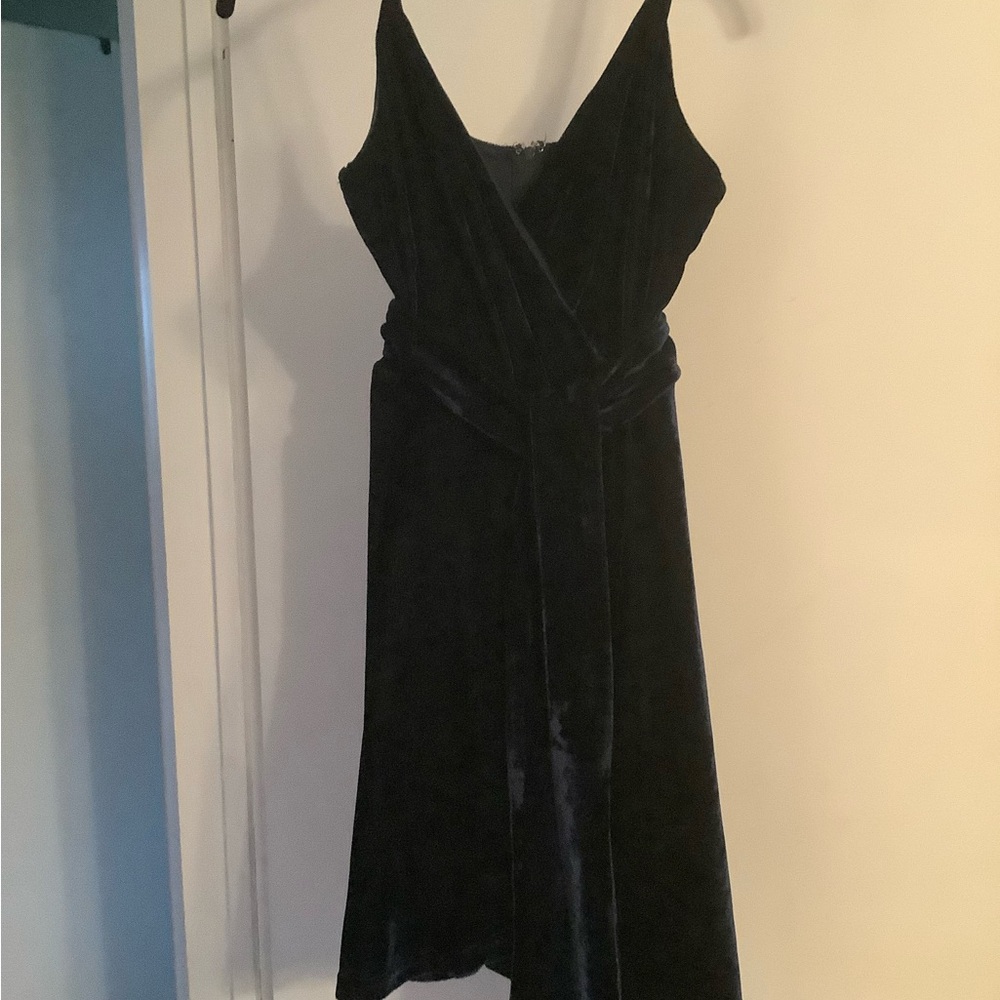 Black Velvet V-Neck Slip Dress